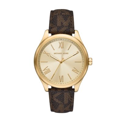 Michael Kors Benning Three-Hand Brown PVC Watch