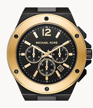 Michael Kors Lennox Chronograph Black-Tone Stainless Steel Watch