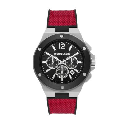 Michael Kors Lennox Chronograph Black and Red Nylon Watch - MK8943 - Watch  Station