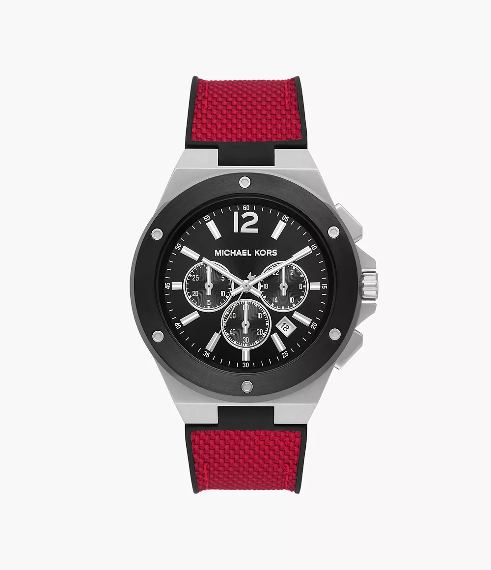 Michael Kors Lennox Chronograph Black and Red Nylon Watch - MK8943