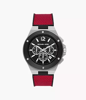Montre Lennox de Michael Kors chronographe en nylon, rouge et noire