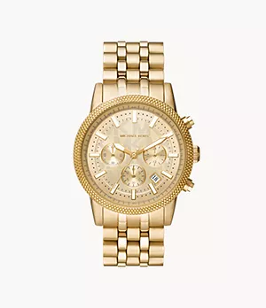Michael Kors Hutton Chronograph Gold-Tone Stainless Steel Watch