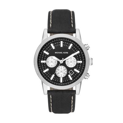 Michael kors men's leather watch hot sale