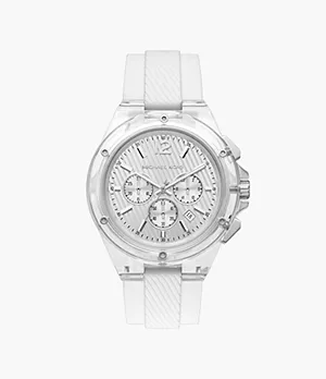 Michael Kors Lennox Chronograph White Translucent Nylon and Silicone Watch