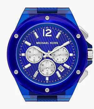 Michael Kors Lennox Chronograph Blue Translucent Nylon and Silicone Watch