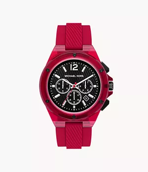 Michael Kors Lennox Chronograph Red Translucent Nylon and Silicone Watch