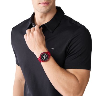 Michael Kors Lennox Chronograph Red Translucent Nylon and Silicone Watch -  MK8960 - Watch Station