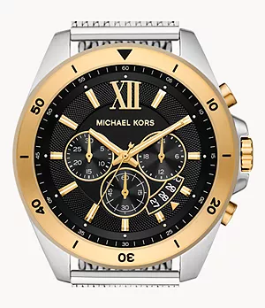Ensemble composé d’une montre chronographe et de bracelets interchangeables en mailles d’acier inoxydable Brecken Michael Kors