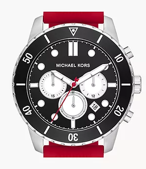 Montre chronographe en silicone rouge Michael Kors