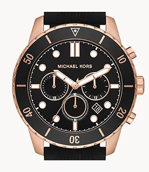 Montre chronographe en silicone noir Michael Kors