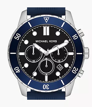 Montre chronographe en silicone bleu marine Michael Kors