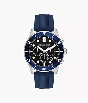 Montre chronographe en silicone bleu marine Michael Kors