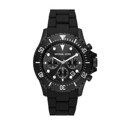 Michael Kors Everest Chronograph Black Stainless Steel and Silicone Watch