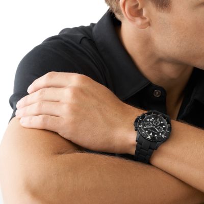 Stainless Steel and MK8980 Station - Black Everest Silicone Michael Watch - Watch Kors Chronograph