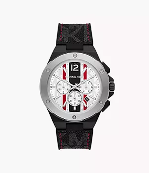 Montre chronographe en silicone noir Lennox Michael Kors
