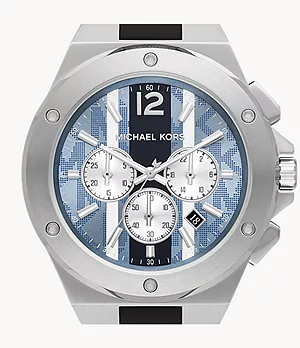 Michael Kors Lennox Chronograph Black and Blue Silicone Watch