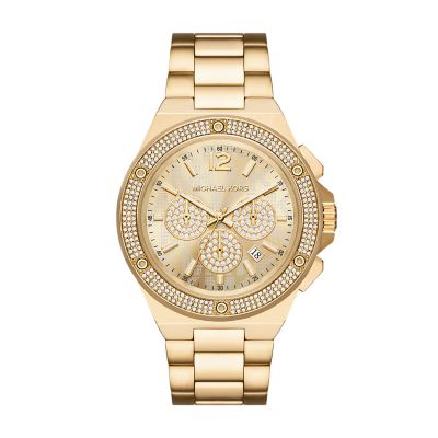 Michael Kors Lennox Watch Gold-Tone Watch Stainless Chronograph - - Station Steel MK8989