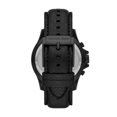 - Michael Watch Leather Everest Black - Watch Station Kors MK9053 Chronograph