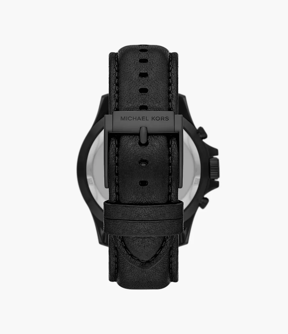Michael Kors Watch MK9053 Everest Station - Leather Black - Chronograph Watch
