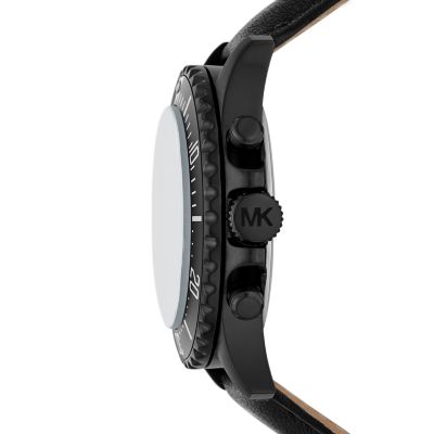 Michael Kors Everest Chronograph Black Leather Watch - MK9053 - Watch  Station