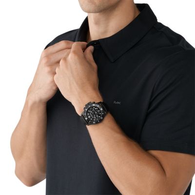 MK9053 - Leather Kors Black Everest Michael Watch - Watch Chronograph Station