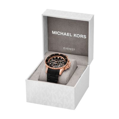 Michael Kors Everest Chronograph Black Silicone and Stainless Steel Watch -  MK9055 - Watch Station