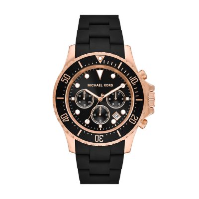 Michael Kors Everest Chronograph Black Silicone and Stainless 