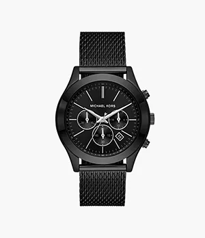 Michael Kors Slim Runway Chronograph Black Stainless Steel Mesh Watch