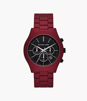 Michael Kors Slim Runway Chronograph Red Coated Stainless Steel Watch