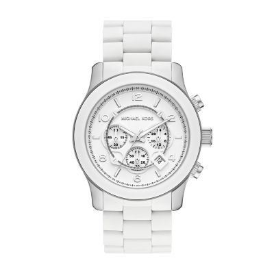 Michael Kors Runway Chronograph White Silicone Wrapped Stainless Steel Watch