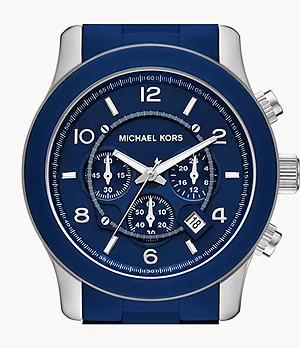 Michael Kors Runway Chronograph Navy Silicone-Wrapped Stainless Steel Watch