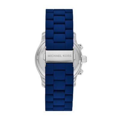 Steel Chronograph MK9077 Watch Navy Michael Watch - Kors Runway Silicone-Wrapped Station - Stainless