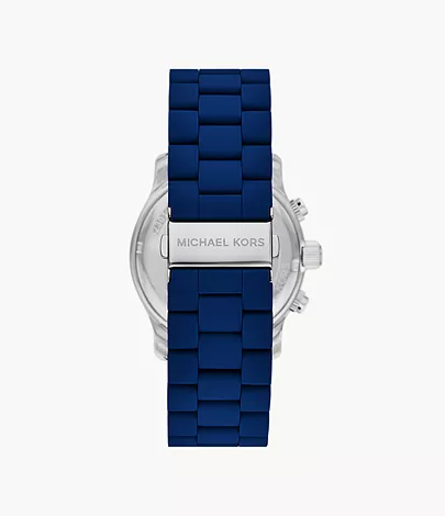 Michael Kors Runway Chronograph Navy Silicone-Wrapped Stainless Steel Watch  - MK9077 - Watch Station