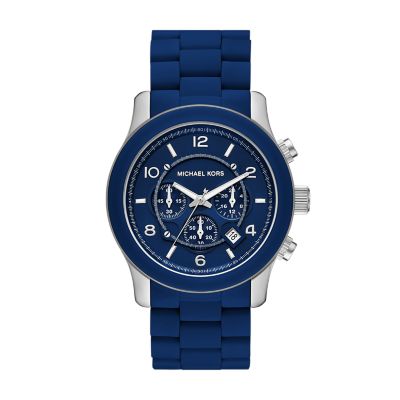 Michael Kors Runway Chronograph Navy Silicone-Wrapped Stainless Steel Watch  - MK9077 - Watch Station