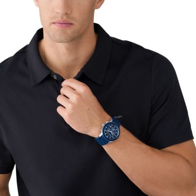 Michael Runway - Chronograph Stainless Navy - Watch Steel Watch Station Silicone-Wrapped MK9077 Kors