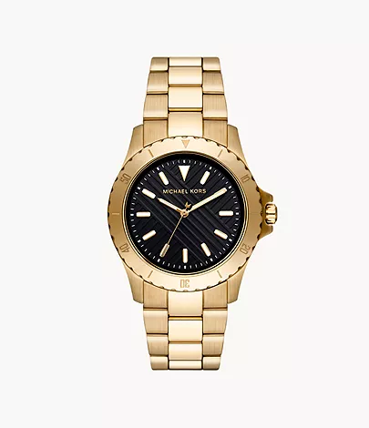 Michael Kors Everest Three-Hand Gold-Tone Stainless Steel Watch - MK9078 -  Watch Station