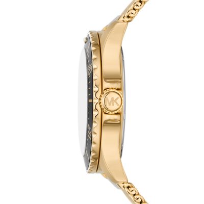 Michael Kors Everest Three-Hand Gold-Tone Stainless Steel Mesh