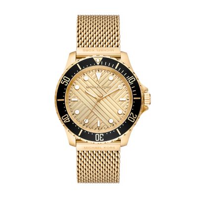 Michael Kors Everest Three Hand Gold Tone Stainless Steel Mesh Watch MK9083 Watch Station