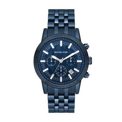 Michael Kors Men's Hutton Stainless Steel Chronograph Watch Blue/Silver