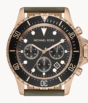 Michael Kors Everest Chronograph Olive Leather Watch