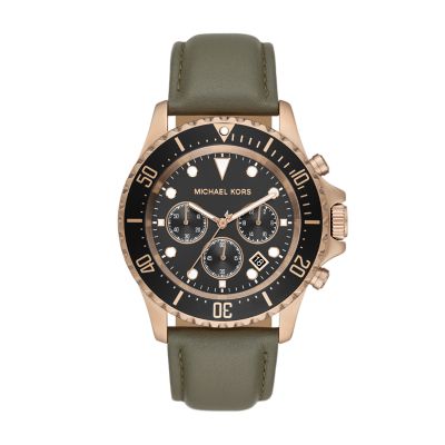 Michael Kors Everest Chronograph Olive Leather Watch - MK9090 
