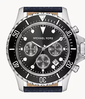 Michael Kors Everest Chronograph Navy Leather Watch