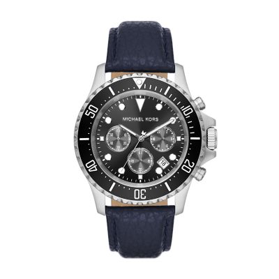 Michael Kors Everest Chronograph Navy Leather Watch - MK9091