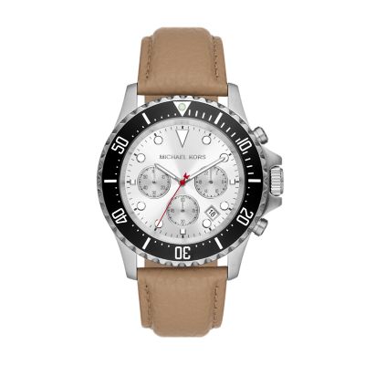 Leather - Everest Kors - Watch MK9092 Watch Michael Chronograph Station Camel