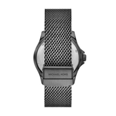 Michael Kors Everest Three-Hand Gunmetal Stainless Steel Mesh