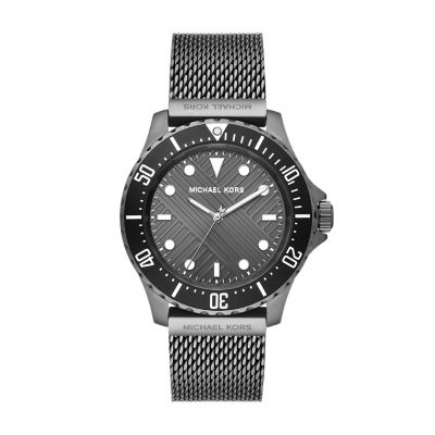 Michael Kors Everest Three-Hand Gunmetal Stainless Steel Mesh Watch