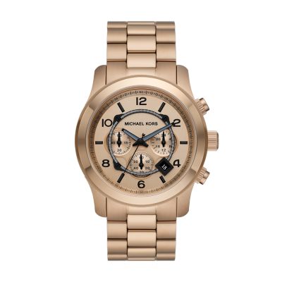 Michael Kors Runway Chronograph Beige Gold Tone Stainless Steel Watch MK9106 Watch Station