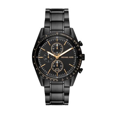 Michael Kors Men's Accelerator Chronograph Black Stainless Steel Watch - Black