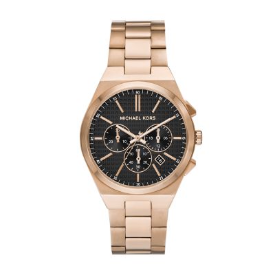 Michael Kors Lennox Watch - MK9120 Station Gold-Tone - Chronograph Stainless Watch Steel