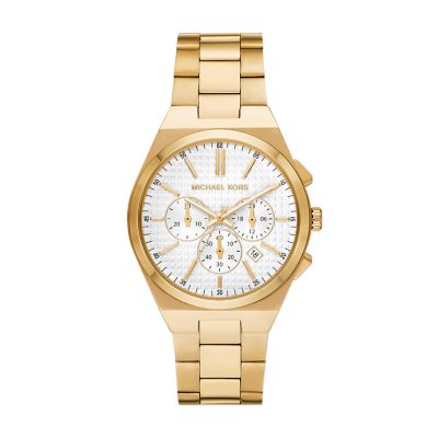 Michael Kors Lennox Chronograph Gold-Tone Stainless MK9120 Station Watch Steel - - Watch